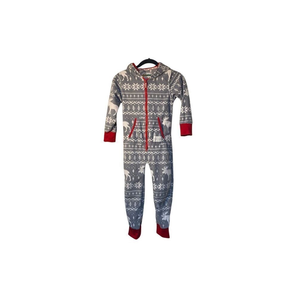 Tipsy elves, unisex, fair isle, gray moose, jumpsuit, pajamas with hood,s/small